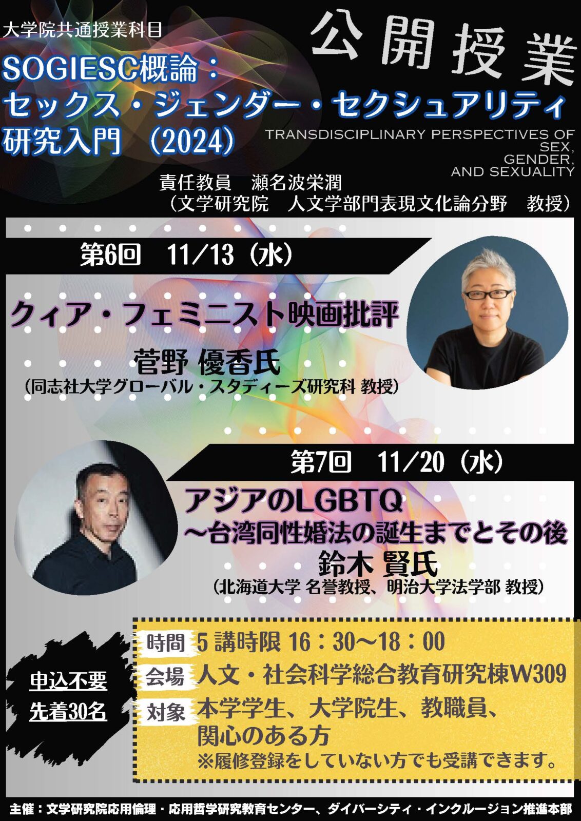 公開講座】大学院共通科目「SOGIESC概論：セックス・ジェンダー